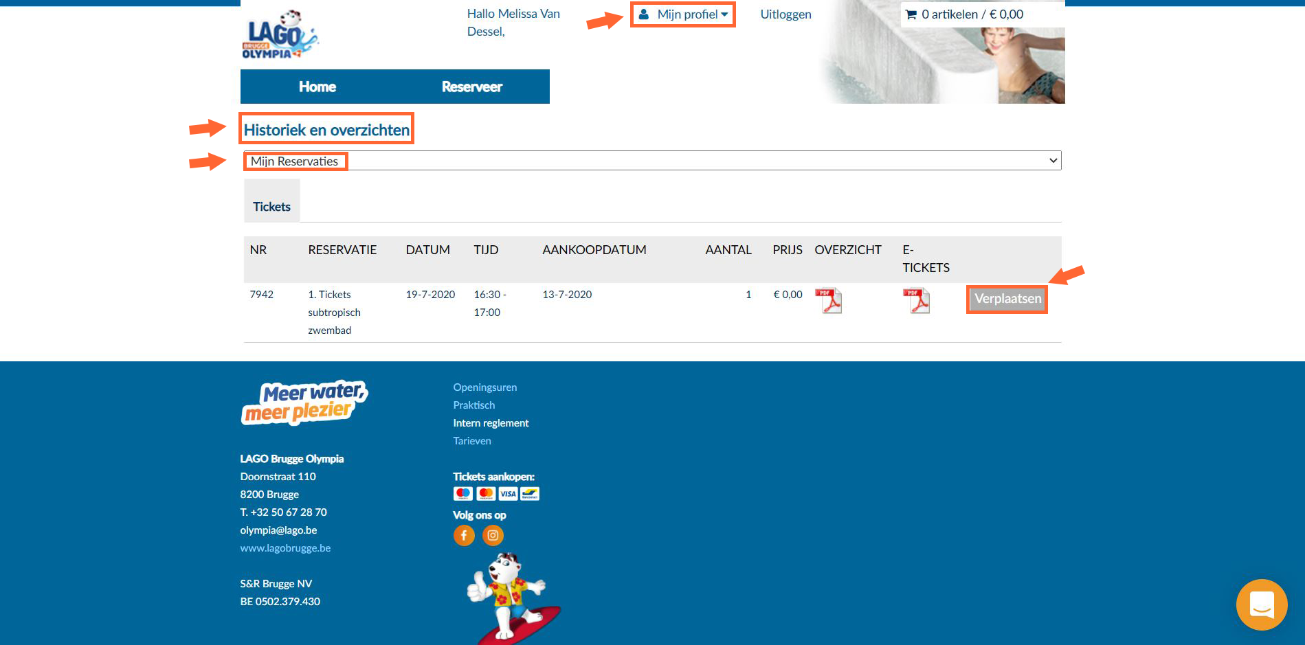bestelling verplaatsen