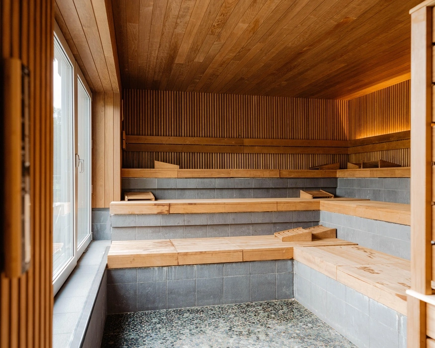 Finse panoramische sauna zicht op binnenkant
