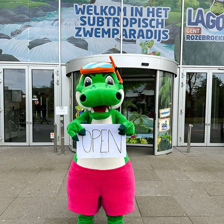 LAGO Gent mascotte met bordje open