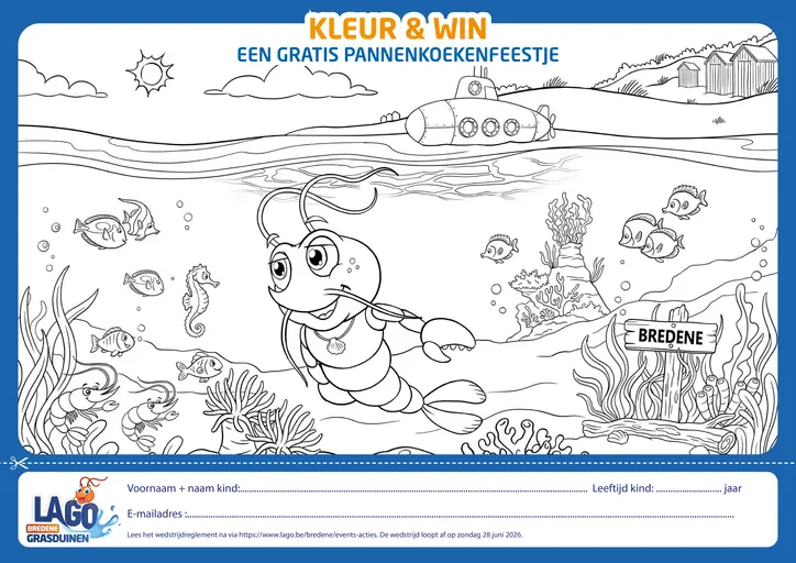 Kleurwedstrijd mascotte Gigi in onderwaterwereld